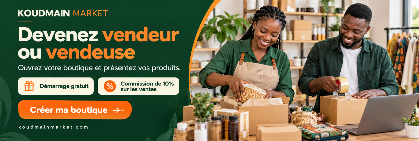 Lancez votre boutique sur Koudmain Market — Devenir vendeur ou vendeuse